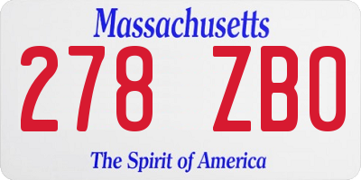 MA license plate 278ZB0