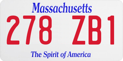 MA license plate 278ZB1