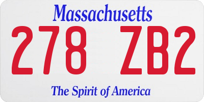 MA license plate 278ZB2