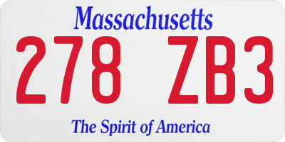 MA license plate 278ZB3