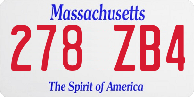 MA license plate 278ZB4