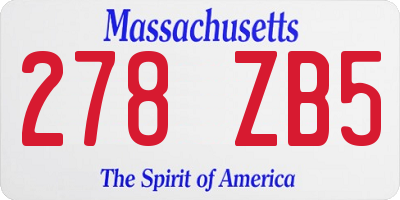 MA license plate 278ZB5