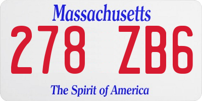 MA license plate 278ZB6