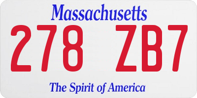 MA license plate 278ZB7