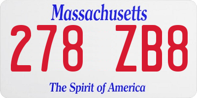 MA license plate 278ZB8