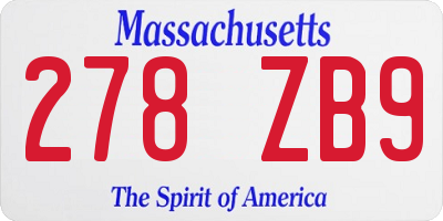MA license plate 278ZB9