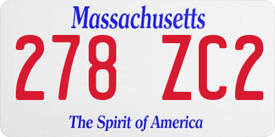 MA license plate 278ZC2