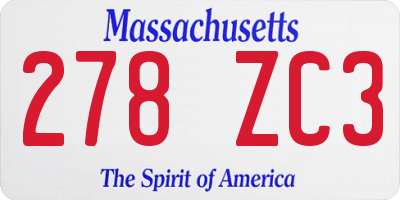 MA license plate 278ZC3