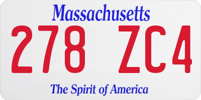MA license plate 278ZC4