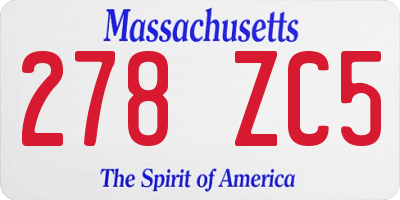 MA license plate 278ZC5