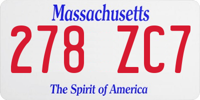 MA license plate 278ZC7