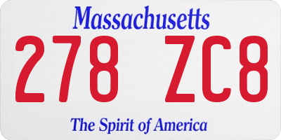 MA license plate 278ZC8