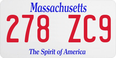 MA license plate 278ZC9