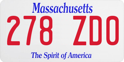 MA license plate 278ZD0