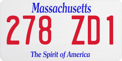 MA license plate 278ZD1