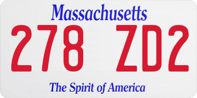 MA license plate 278ZD2