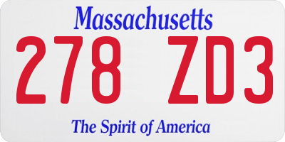 MA license plate 278ZD3