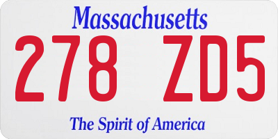 MA license plate 278ZD5