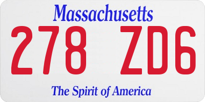 MA license plate 278ZD6