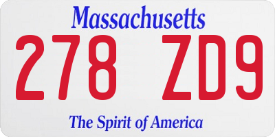 MA license plate 278ZD9