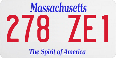 MA license plate 278ZE1