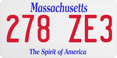 MA license plate 278ZE3