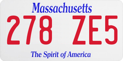 MA license plate 278ZE5