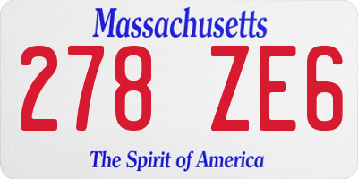 MA license plate 278ZE6