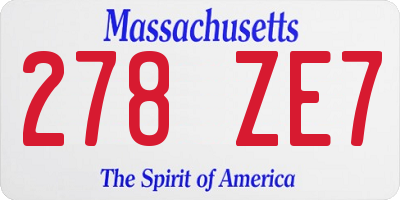 MA license plate 278ZE7