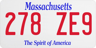 MA license plate 278ZE9