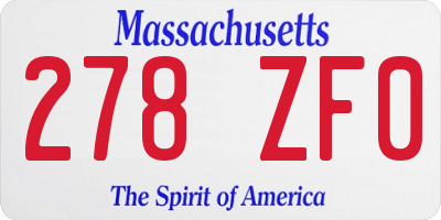 MA license plate 278ZF0