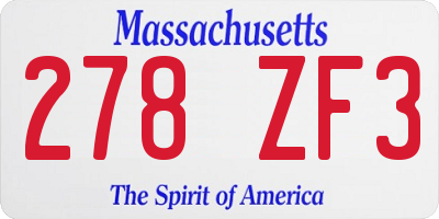 MA license plate 278ZF3
