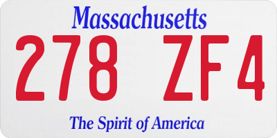 MA license plate 278ZF4