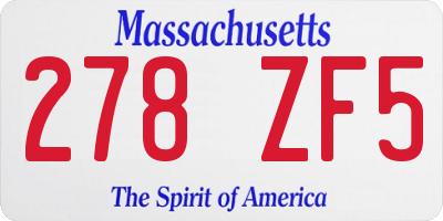 MA license plate 278ZF5