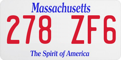 MA license plate 278ZF6