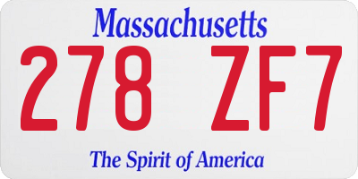 MA license plate 278ZF7