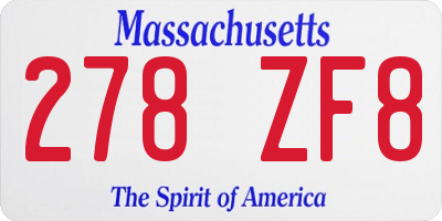 MA license plate 278ZF8
