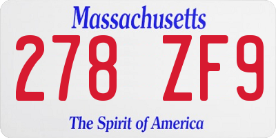 MA license plate 278ZF9