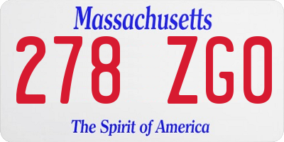MA license plate 278ZG0