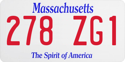 MA license plate 278ZG1