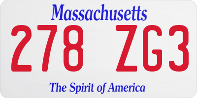 MA license plate 278ZG3