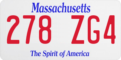 MA license plate 278ZG4