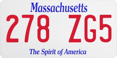 MA license plate 278ZG5