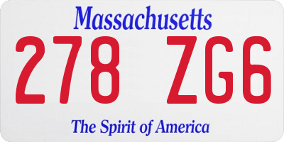 MA license plate 278ZG6