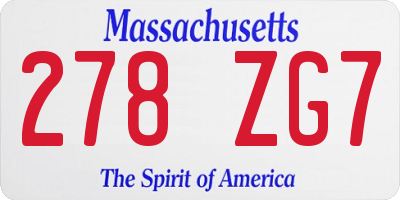 MA license plate 278ZG7