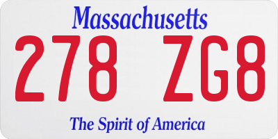MA license plate 278ZG8