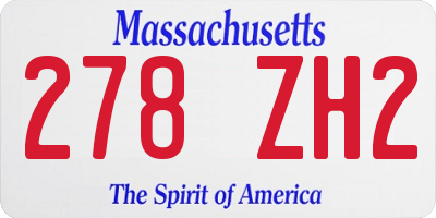 MA license plate 278ZH2