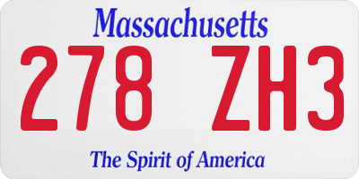 MA license plate 278ZH3