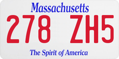 MA license plate 278ZH5