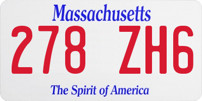 MA license plate 278ZH6